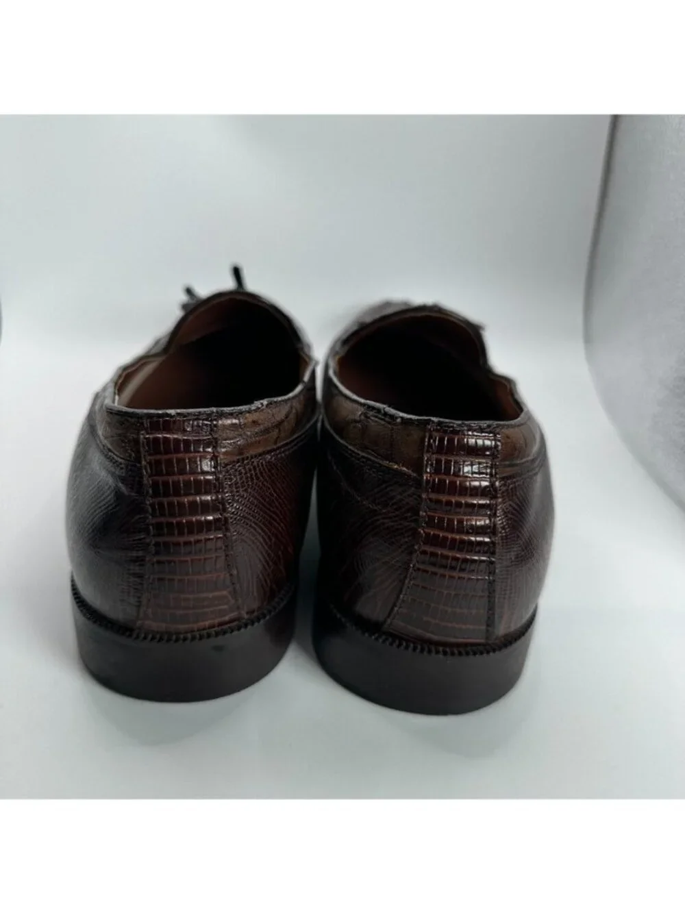 Stacy Adams Loafers Dress Shoes Mens Size 10.5 M Genuine Snake Leather Brown